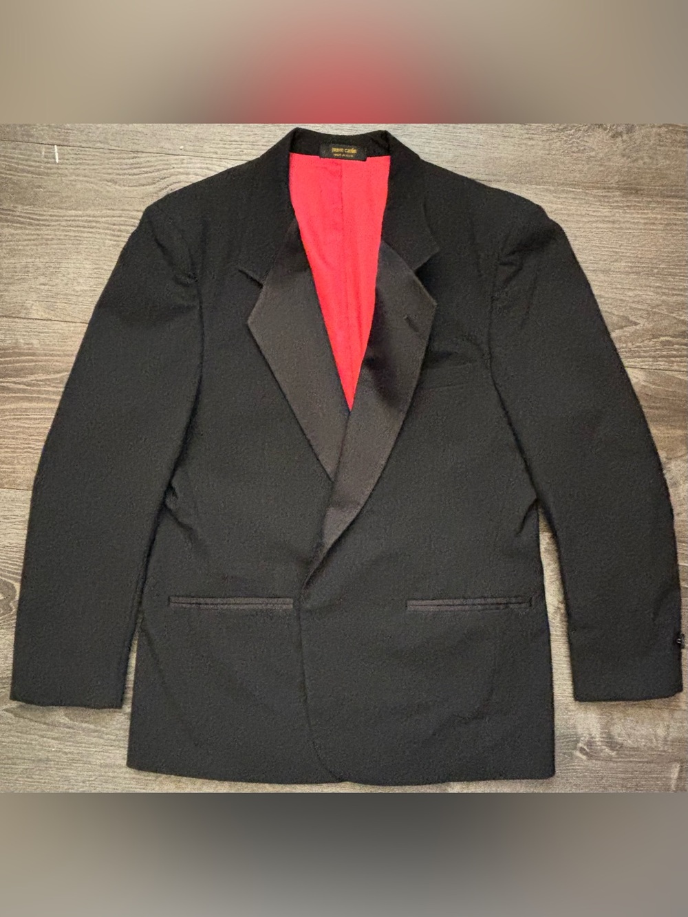 Pierre Cardin Black Tuxedo Jacket with Red Lining